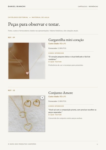 Página real do e-book com referências de semijoias